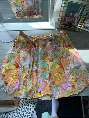 Show Me Your MuMu Pastel Floral Ruffle-Waist Mini Skirt